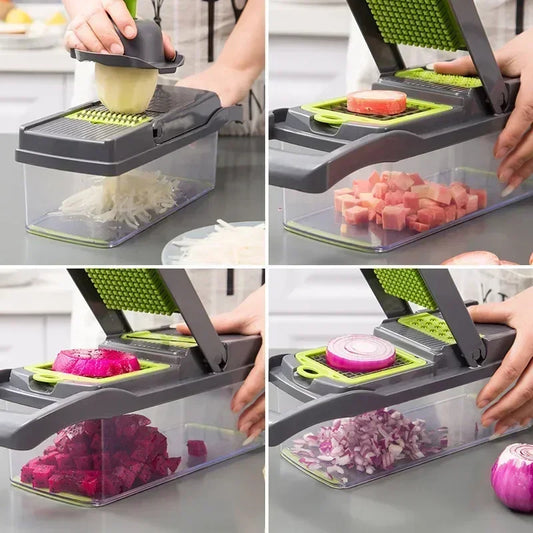 16 in 1 Multifunctional Vegetable Slicer Cutter Shredders Slicer With Basket Fruit Potato Chopper Carrot Grater