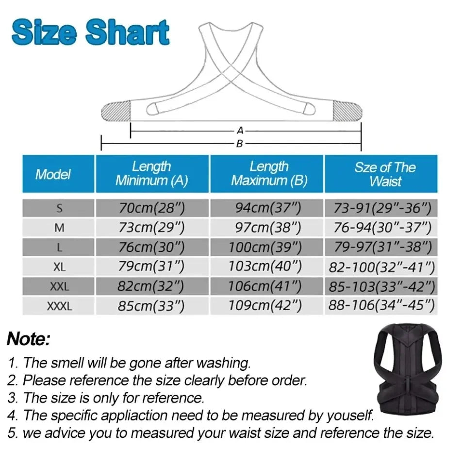 1 piece back posture corrector with adjustable, breathable shoulder and waist support straps