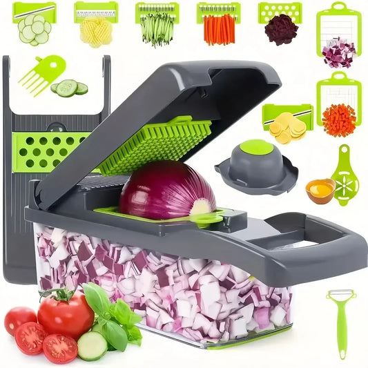 16 in 1 Multifunctional Vegetable Slicer Cutter Shredders Slicer With Basket Fruit Potato Chopper Carrot Grater