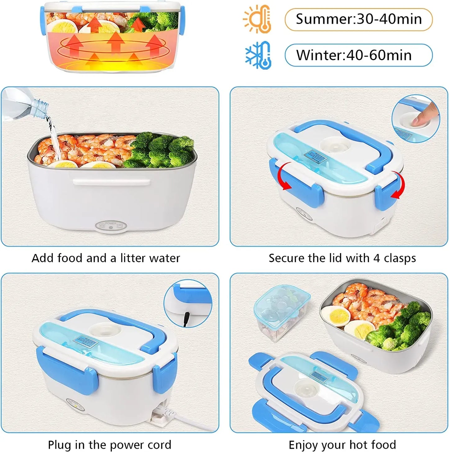 Portable Electric Lunch Box Tiffin Box Electronic Heating Lunch Box Portable Electric Food Warmer for Office School AND OUT DOOR