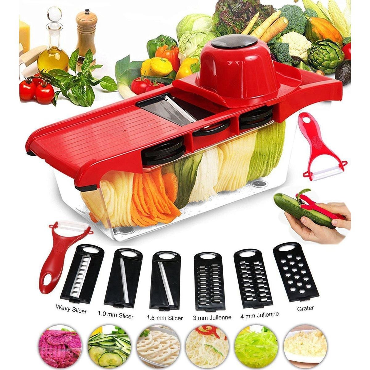 Multi‑Functional 10‑in‑1 Mandoline Slicer | Vegetable Cutter, Peeler, Chopper, Grater & Shredder