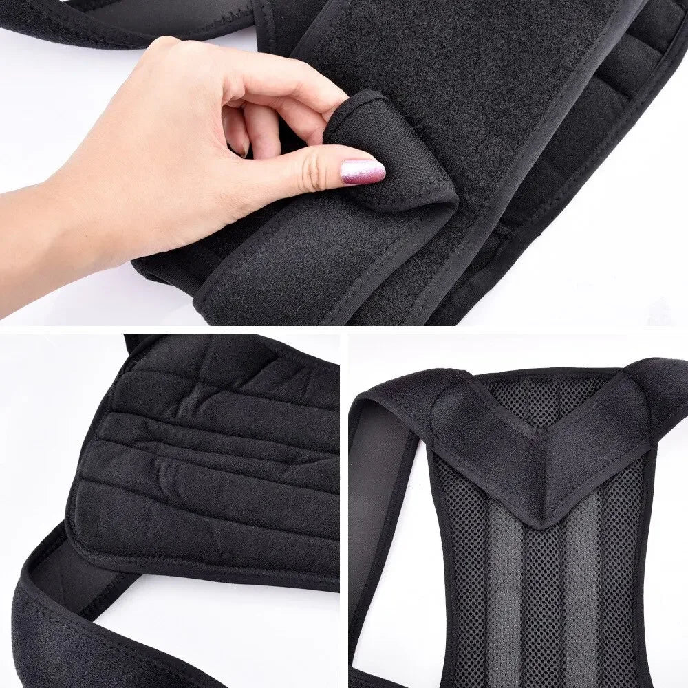 1 piece back posture corrector with adjustable, breathable shoulder and waist support straps