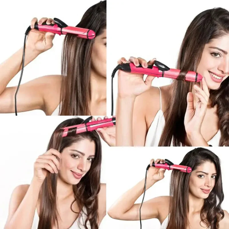 2 in 1 Hair Straightener and Curler Ceramic Flat Iron Hair Curling Irons Straight and Curl Hair Care Styling Tools