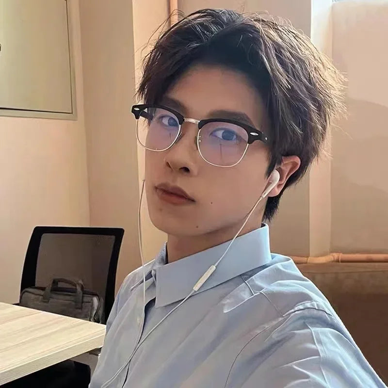 Men Retro Anti-blue Light Glasses Classic Vintage Half Frames Anti Blue Light Blocking Computer Eyeglasses For Women Accessory