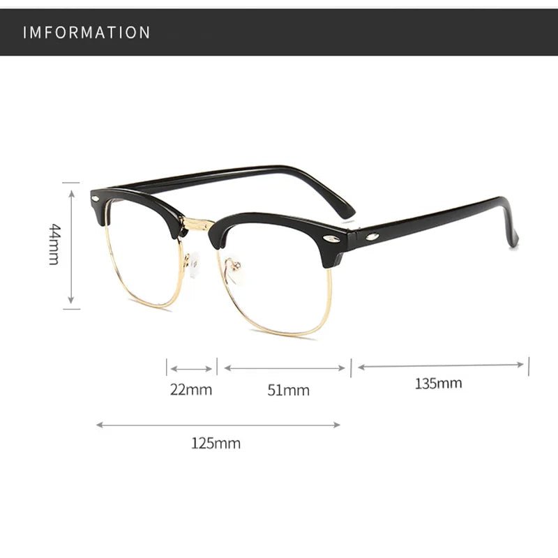 Men Retro Anti-blue Light Glasses Classic Vintage Half Frames Anti Blue Light Blocking Computer Eyeglasses For Women Accessory