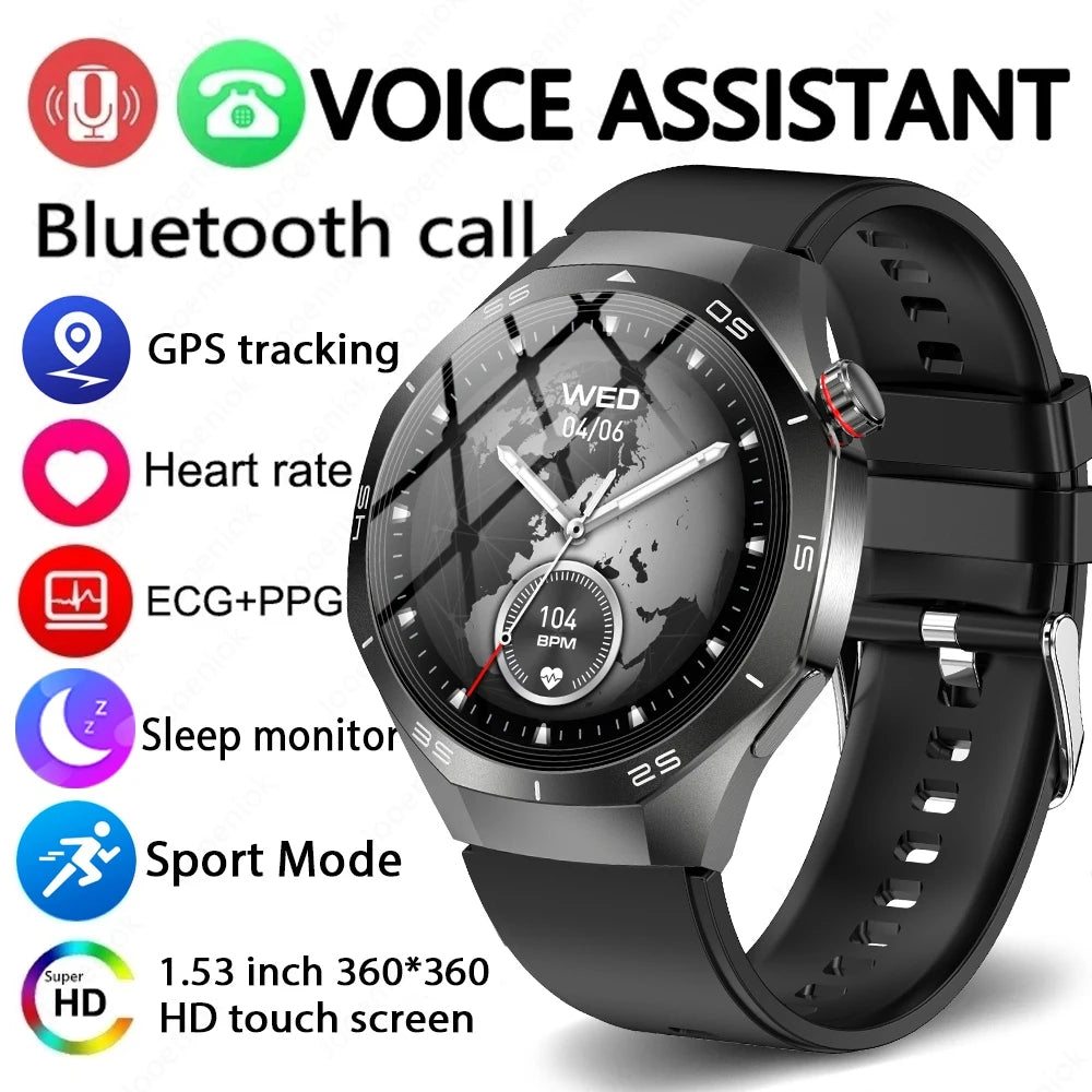2025 New GT5 Pro GPS Track Smart Watch Men 360*360 AMOLED Screen NFC BT Call Waterproof Health Monitor Man Smartwatches IOS