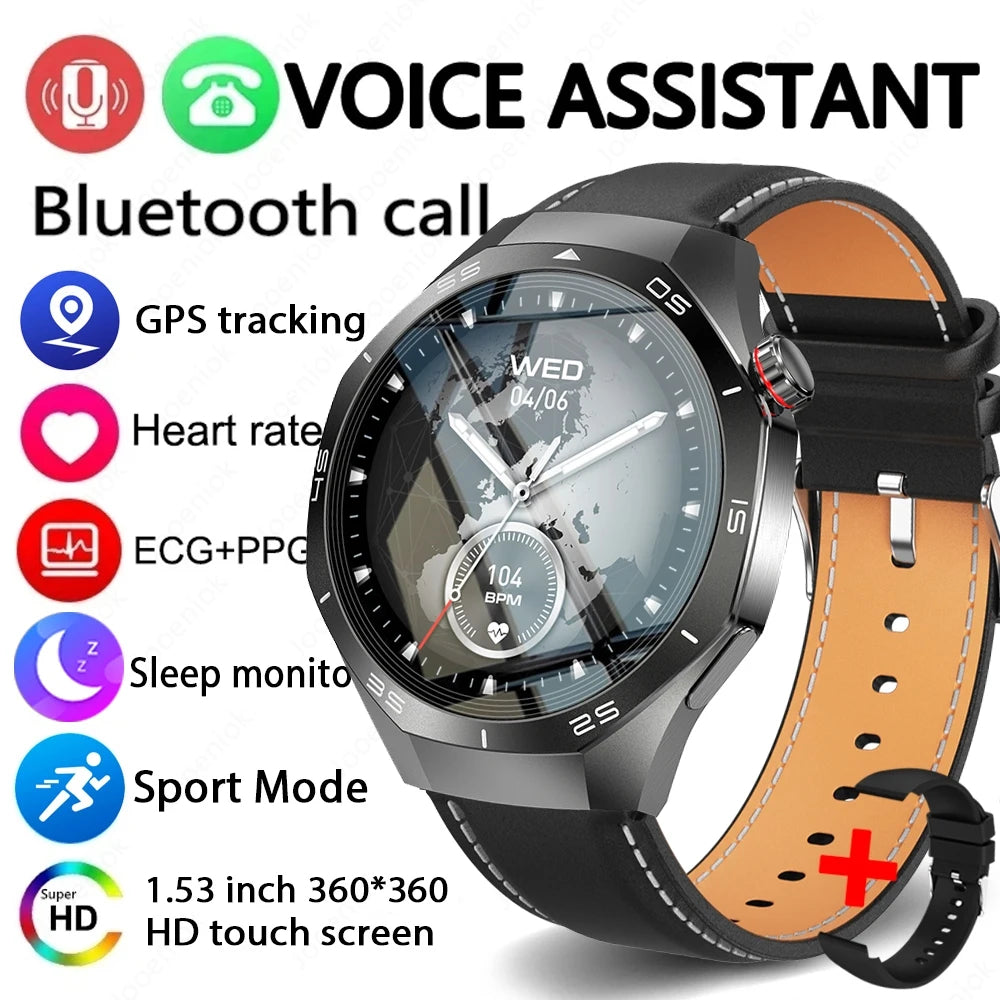 2025 New GT5 Pro GPS Track Smart Watch Men 360*360 AMOLED Screen NFC BT Call Waterproof Health Monitor Man Smartwatches IOS