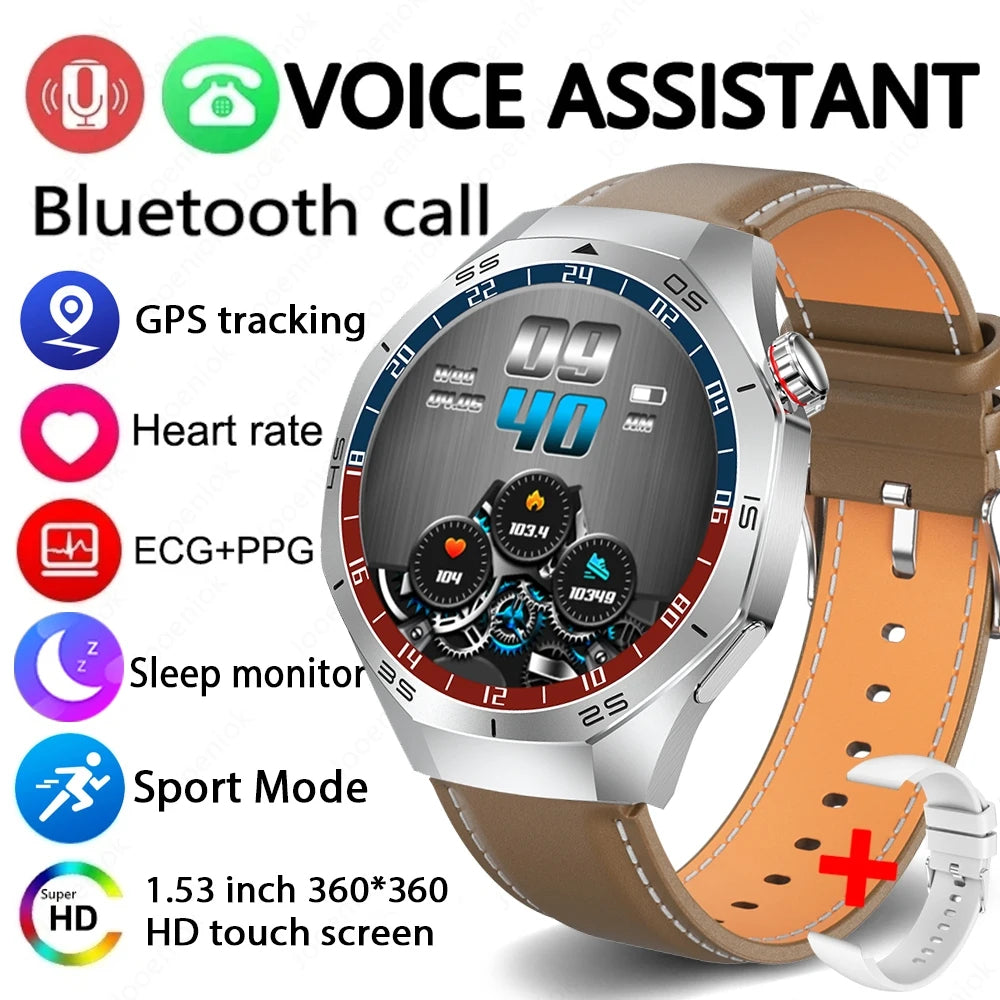 2025 New GT5 Pro GPS Track Smart Watch Men 360*360 AMOLED Screen NFC BT Call Waterproof Health Monitor Man Smartwatches IOS