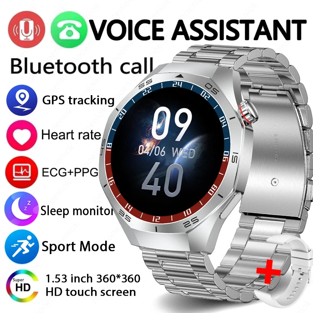 2025 New GT5 Pro GPS Track Smart Watch Men 360*360 AMOLED Screen NFC BT Call Waterproof Health Monitor Man Smartwatches IOS